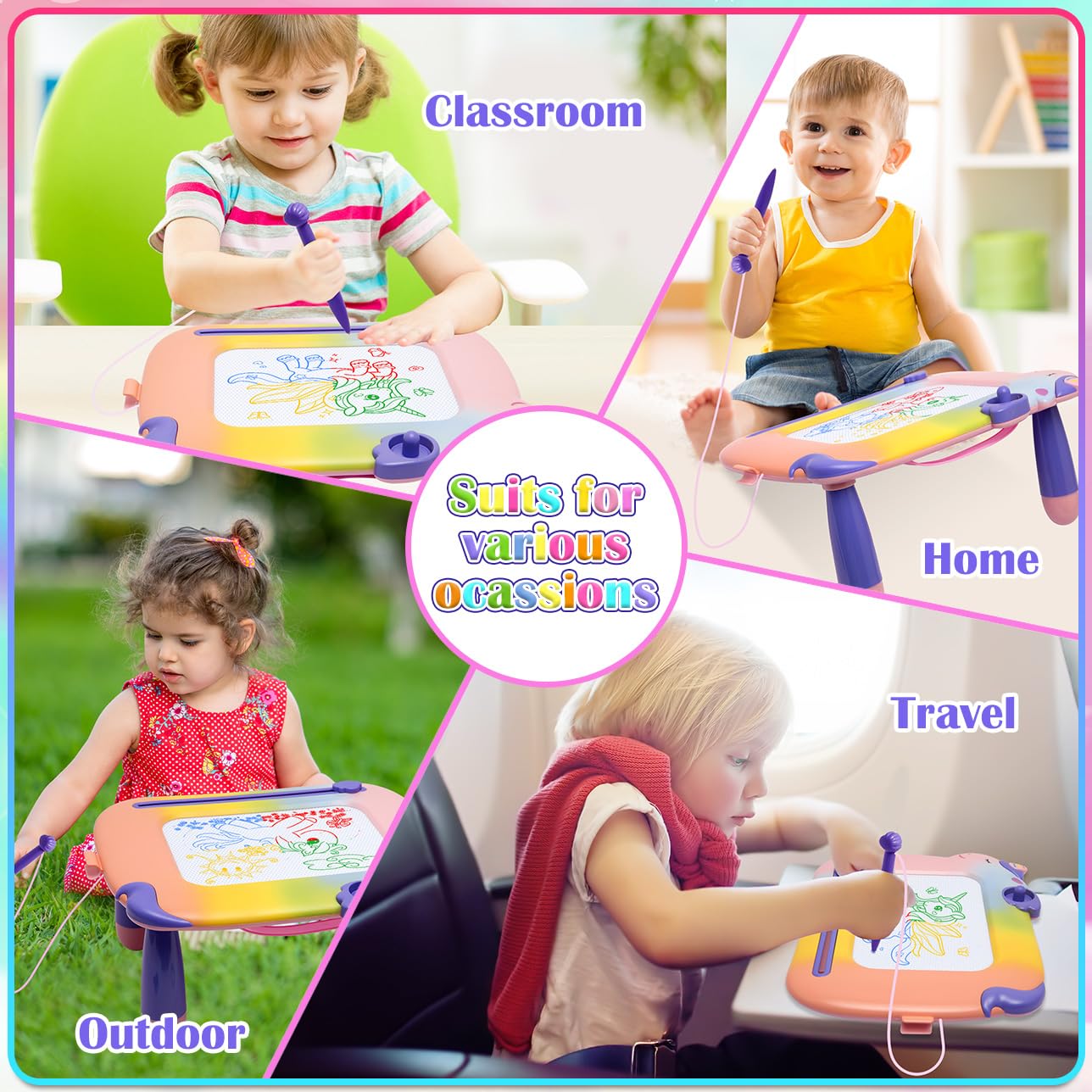 Toddler Toys 2-3,Magnetic Drawing Board Baby Toys for 18 Months,Toddler Girl Boy Toys Writing Doodle Board,Learning Educational Kids Unicorn Toys for 1 2 3 Year Old Girls Boys Christmas Birthday Gifts
