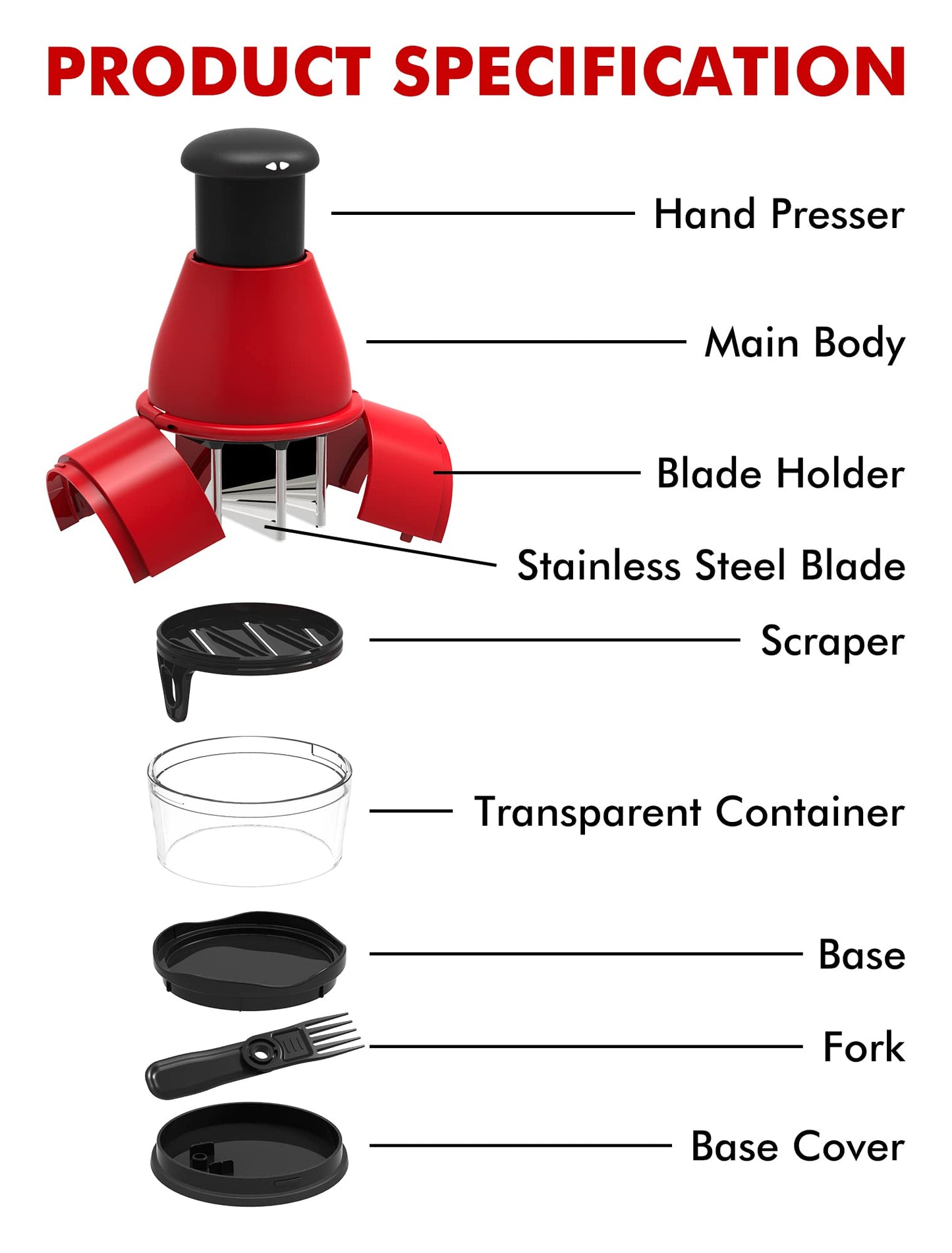 Food Chopper - Easy to Clean Vegetable Chopper Dicer, Onion Garlic Chopper Vegetable Cutter for Veggies Onions Garlics Nuts
