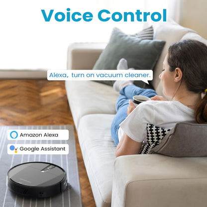ROPVACNIC Robot Vacuum Cleaner with 3000Pa Cyclone Suction, APP/Voice/Remote Control, Automatic Self-Charging Robotic Vacuum, Scheduled Cleaning, Ideal for Pet Hair, Hard Floor(Grayish Black)