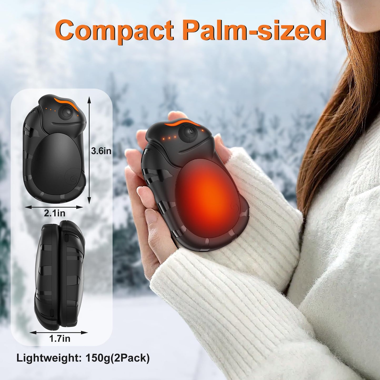 Netraty Hand Warmers Rechargeable 2 Pack, 6000mAh Chameleon Hot Hands Hand Warmers, Up to 20Hrs Electric Portable Pocket Heater for Outdoor, Camping, Hunting, Snow Golf, Women Men