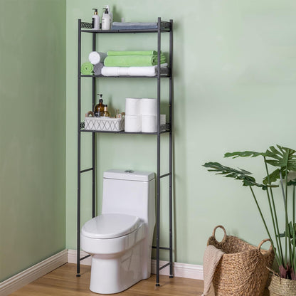 OhuaCason Over The Toilet Storage Cabinet Bathroom Organizer Shelf: Over The Toilet Storage Shelf - Bathroom Shelves Towel Storage Shelf for Small Bathroom - Metal Matte Black