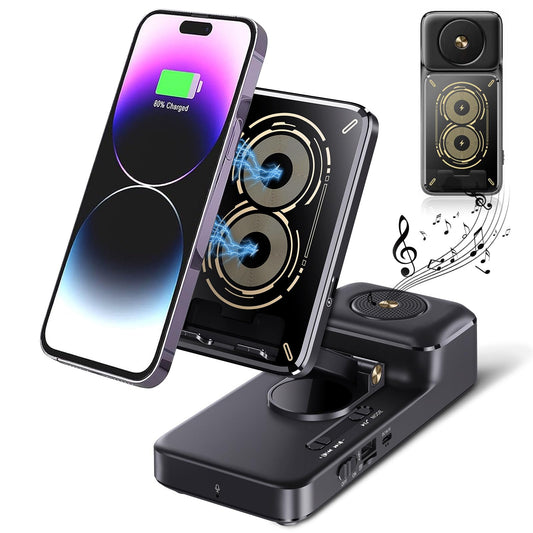 MepvabKY Bluetooth Speaker with Wireless Charging & Phone Stand,HD Surround Sound Perfect for Home and Outdoors,Cool Tech Kitchen Gadgets,Gift for Men,Women,Speaker for iPhone/Samsung/iPad