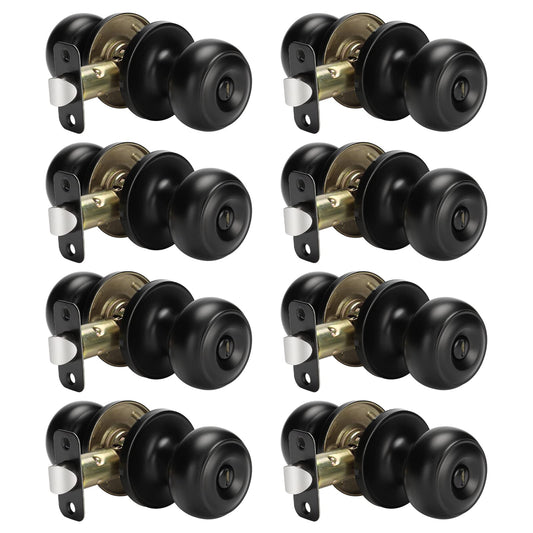 Haidms 8 Packs Black Interior Door Knob, Matte Black Door Knob Interior Privacy, Black Bedroom Door Knobs, Black Door Knobs Interior Bulk, Indoor Bathroom Door Knob(Matte Black)
