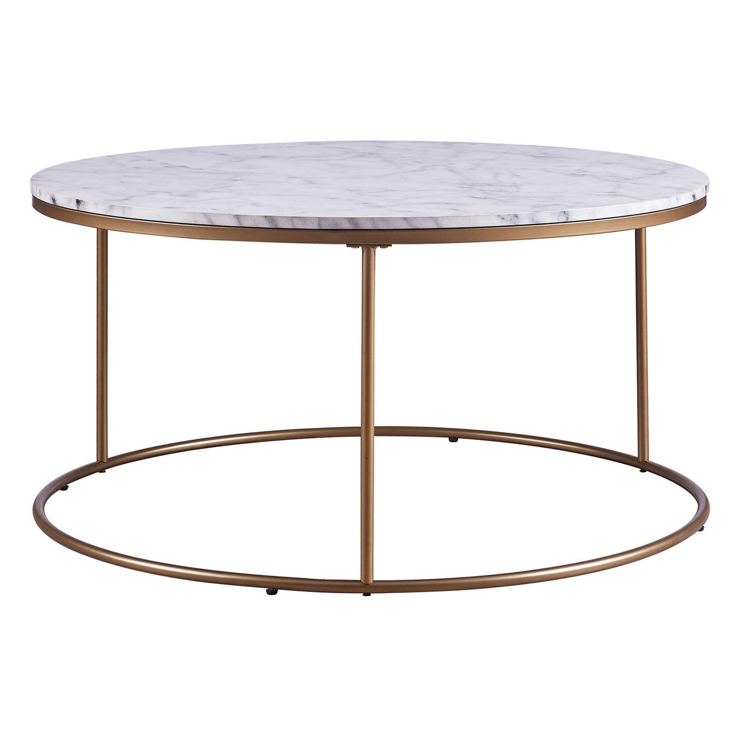 Versanora Marmo Round Circle Shape Coffee Side End Table with Faux Marble Top, 18 inch Height, Marble