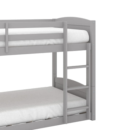 Hillsdale Alexis Contemporary Wood Arch Twin Over Twin Floor Bunk Bed with Slats, Gray