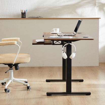 Standing Desk with Keyboard Tray, 48 x 24 Inches Electric Desk Adjustable Height, Ergonomic Adjustable Desk with Memory Preset, Computer Desk Stand Up Desk Suitable for Home Office, Rustic Brown