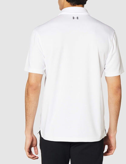 Under Armour Men's Tech Golf Polo, White (100)/Graphite, Large Tall