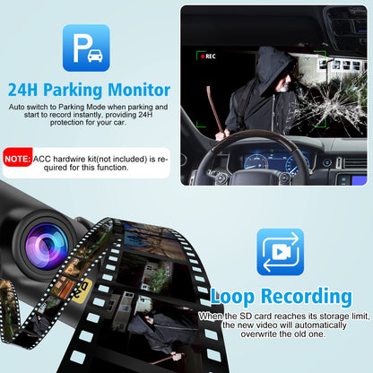 Dash Cam, WiFi FHD 1080P Dash Camera for Cars, Mini Car Camera, Dash Cam Front with Free 64GB SD Card, 160° Wide Angle, Night Vision, Loop Recording, 24H Parking Monitor, Support 128GB Max