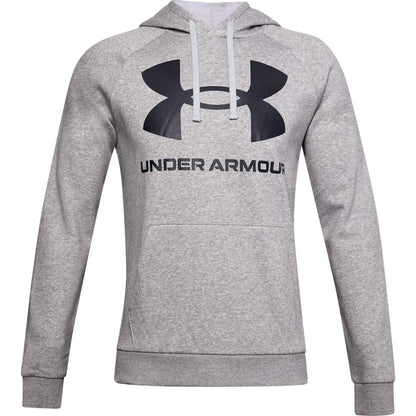 Under Armour Mens Rival Fleece Big Logo Hoodie , Mod Gray Light Heather (011)/Black , Large Tall