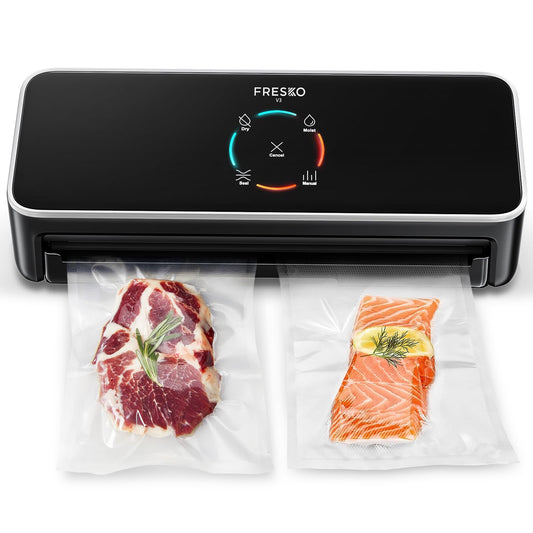 FRESKO Upgraded Fully Automatic Vacuum Sealer, Hands-Free Food Vacuum Sealer without Flipping the Lid, Easy-to-Use Touch Operation with Visual Progress Bar, ETL Certified