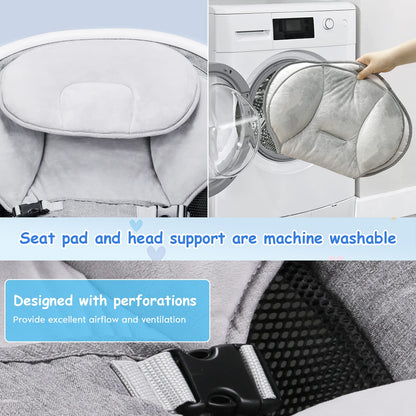 Baby Swing, Newborn Essentials Baby Must Haves Bouncer with Mat & Pillow for Infants 0-12 Months, 5 Speeds, Remote/Touch Control, Indoor & Outdoor Use