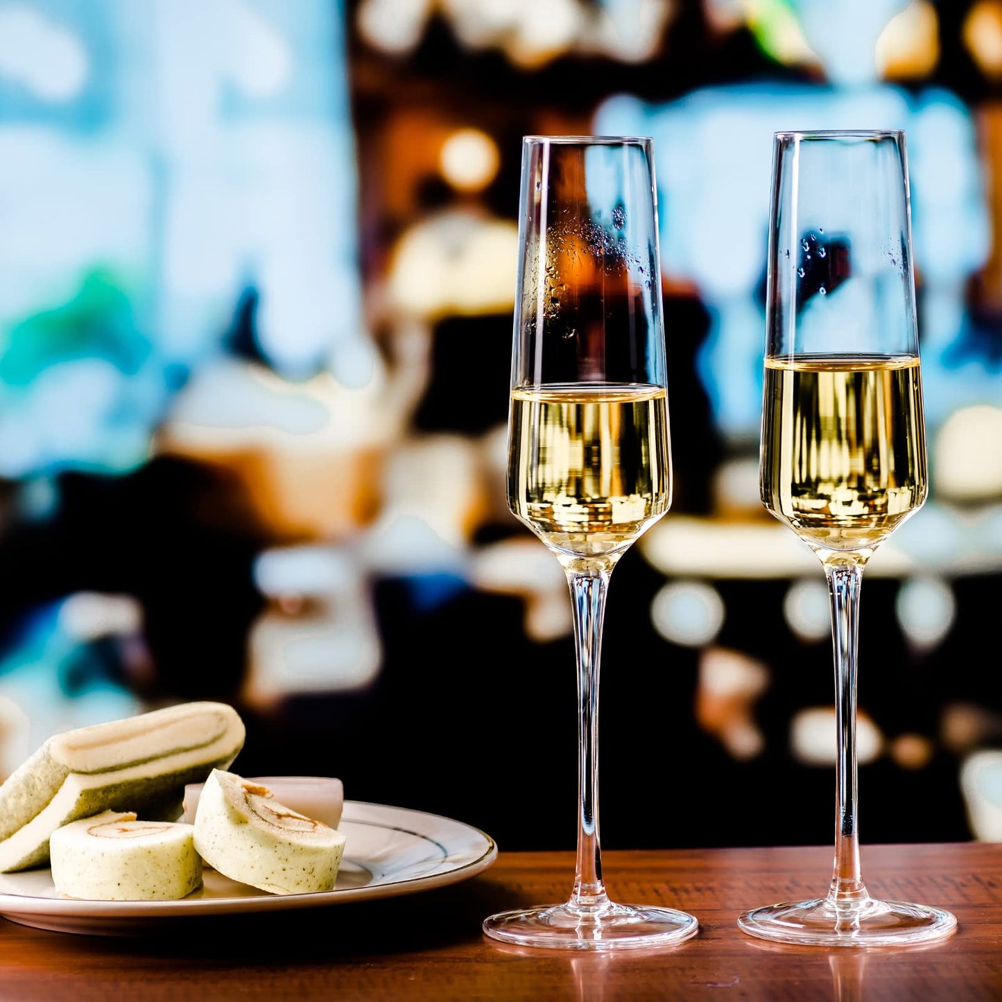 Champagne Glasses Set of 2 - Elegant Champagne Flutes Glass With Long Stem - Unique Gift for Birthday,Wedding, Anniversary - Ideal for Wine Tasting,Daily Use - 7 oz, Clear