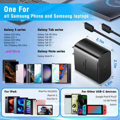 FasChageek 45W Super Fast Charger Type C Fast Charging USB C Android Phone Charger with 5FT Cable for Samsung Galaxy S24 S23 Ultra/S23/S23+/S22/S22 Ultra/S22+/Note 10/20/S20/S21 Galaxy Tab S7/S8