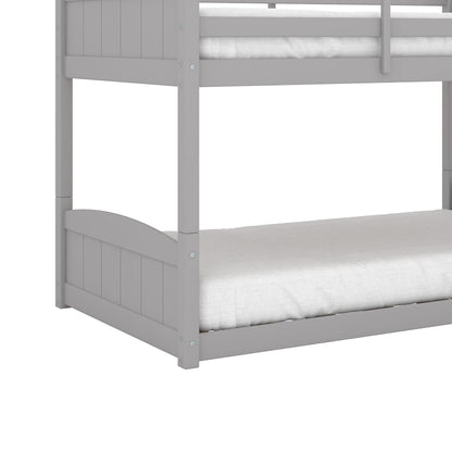 Hillsdale Alexis Contemporary Wood Arch Twin Over Twin Floor Bunk Bed with Slats, Gray