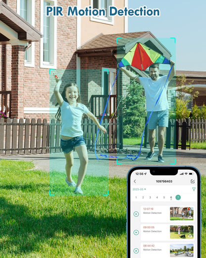 Recacam Solar Security Cameras Wireless Outdoor, 2K PTZ Solar Cameras for Home Security, 2.4G Wi-Fi Outdoor Camera Wireless with PIR, 2-Way Talk, IP65, 4dbi, Spotlight/Siren, Color Night Vision