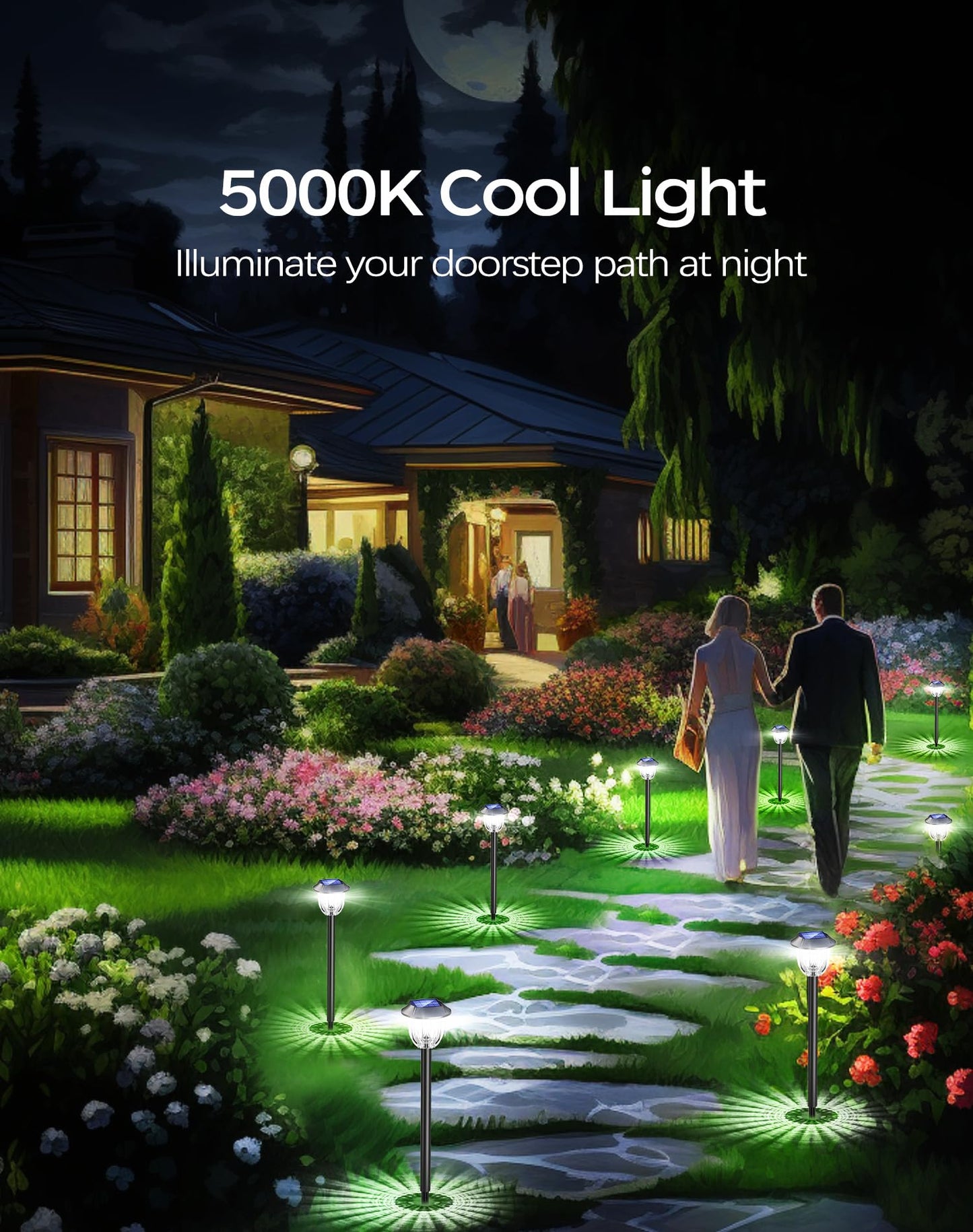 WIHTU 8 Pack Solar Lights for Outside Ground Bright Garden Lights Outdoor Waterproof for Pathway Solar Powered Landscape Lights for Yard Decor LED Lighting for Walkways Driveway Sidewalk Patio Lawn
