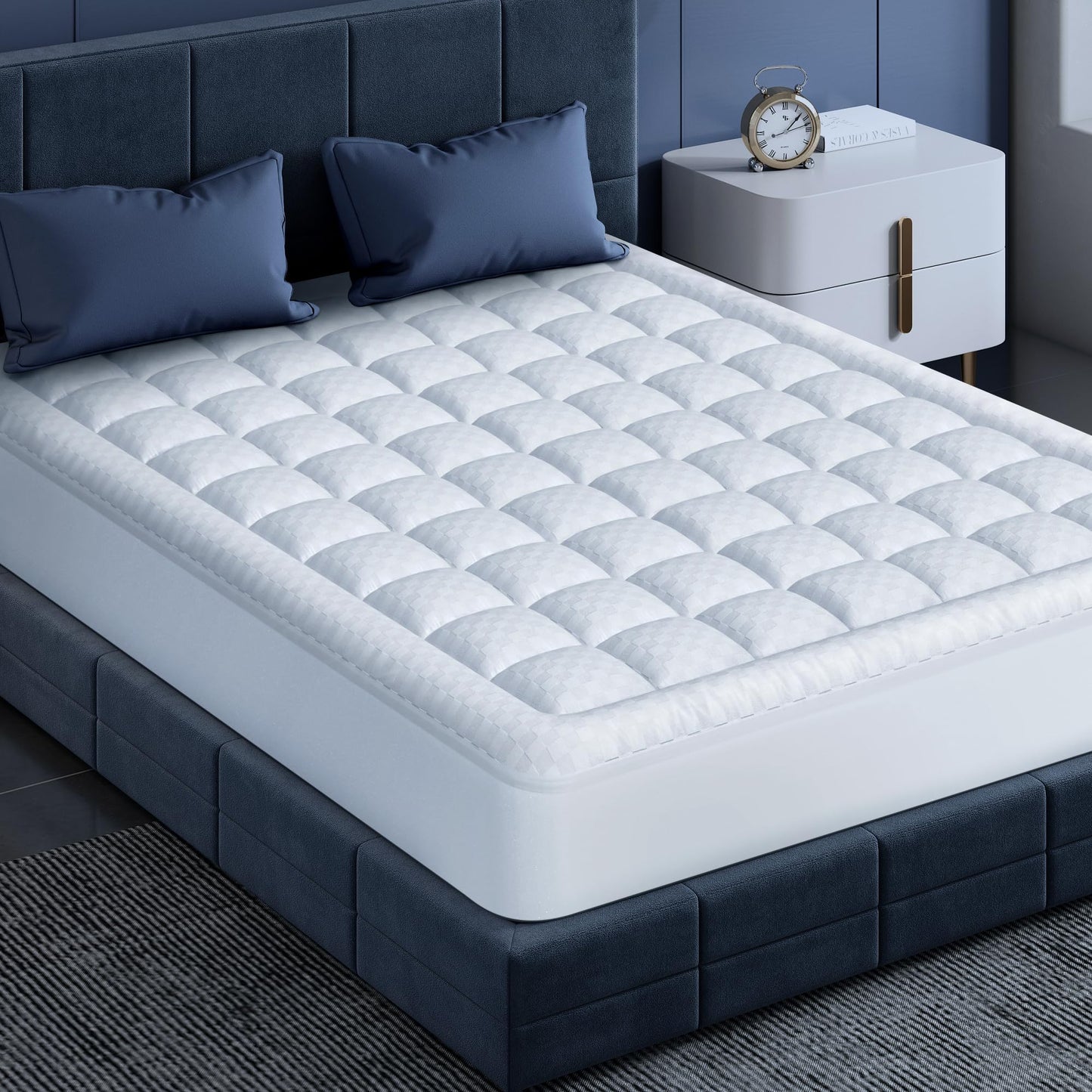 Novted Memory Foam Mattress Pad Full for Pressure Relief, Strong-Support & Ultra-Cozy Mattress Topper, Breathable Soft Microfiber Protector, Noiseless Bed Cover Vinyl Free, 8-21'' Deep Pocket