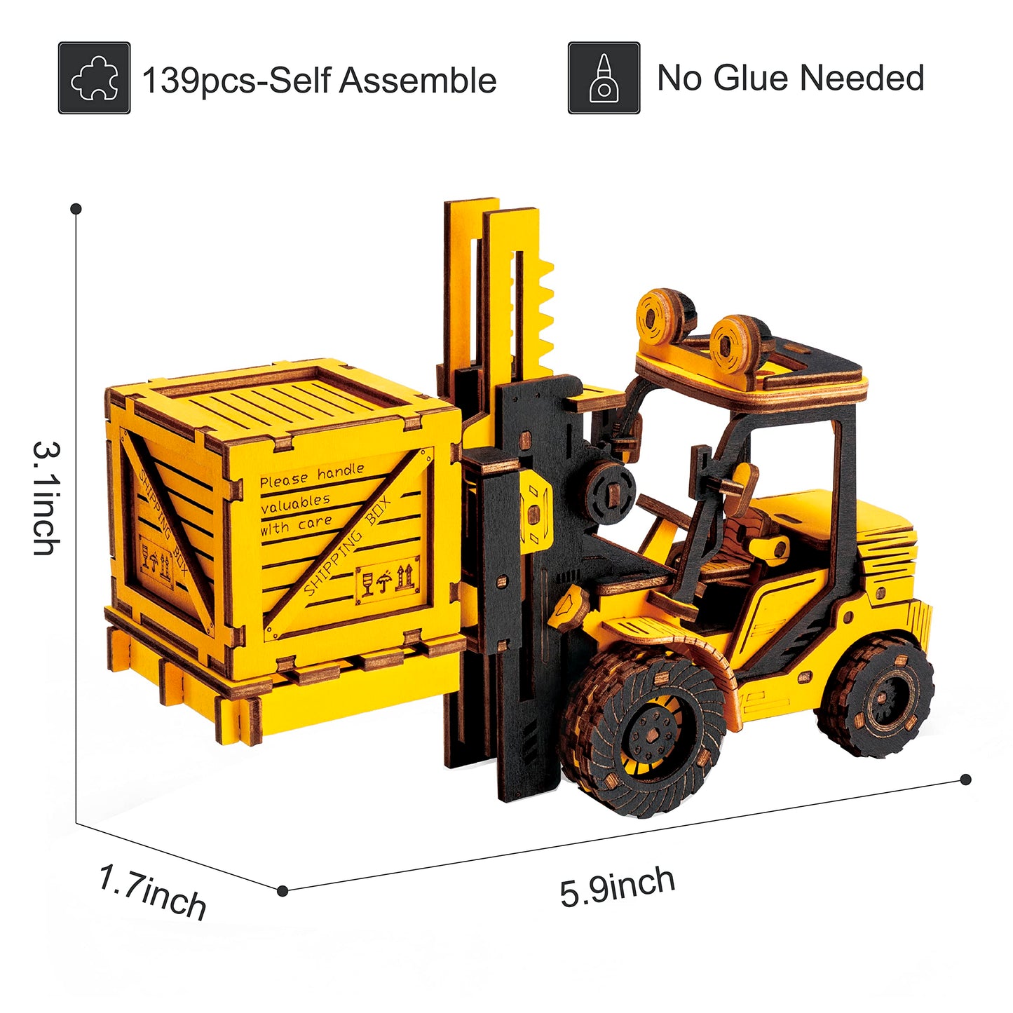 Rowood 3D Puzzles for Adults, DIY Wooden Model Kit for Adults to Build, STEM Engineering Vehicle Model as Birthday Forklift