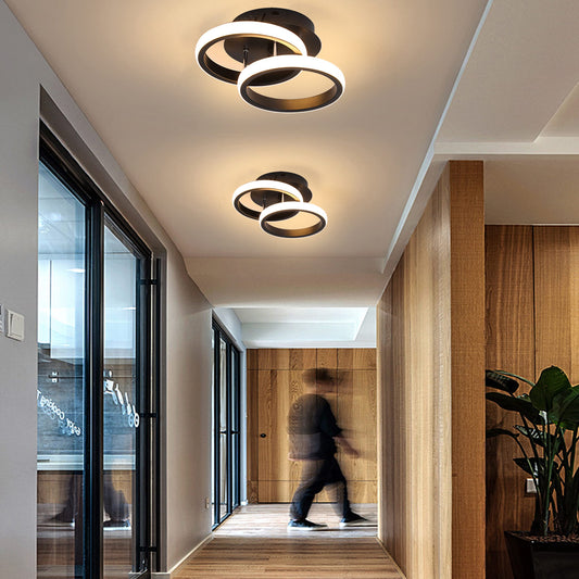 ADISUN LED Ceiling Light Modern Lighting Fixtures Warm White Flush Mount Ceiling Lamp for Kitchen Loft Aisle Hallway Balcony Stair Bedroom 22W (Black)