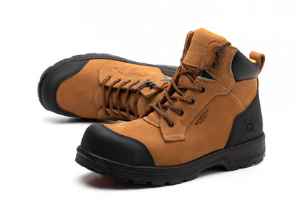 MWORK 6" Safety Work Boots For Men Waterproof Composite Toe Puncture Proof EH Non Slip No Metal Comfortable& Durable MW0001 Wheat Size 9