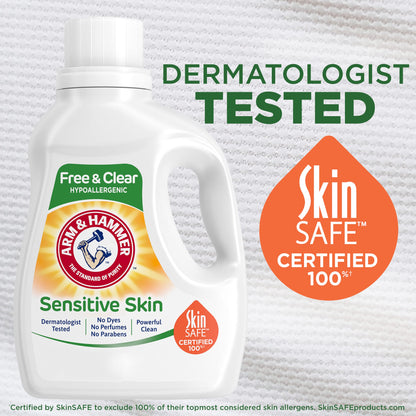 Arm & Hammer Sensitive Skin Free & Clear, 140 Loads Liquid Laundry Detergent, 140 Fl oz