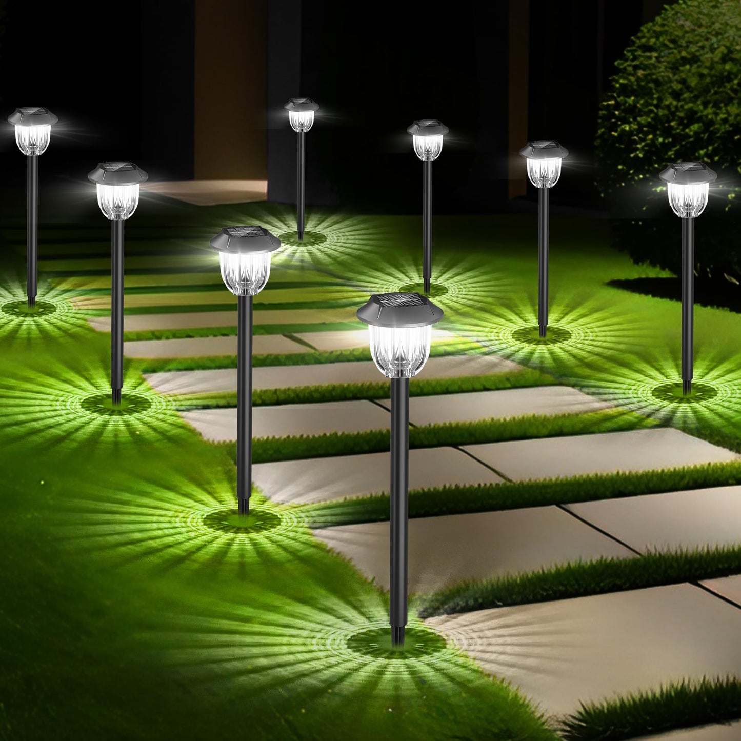 WIHTU 8 Pack Solar Lights for Outside Ground Bright Garden Lights Outdoor Waterproof for Pathway Solar Powered Landscape Lights for Yard Decor LED Lighting for Walkways Driveway Sidewalk Patio Lawn