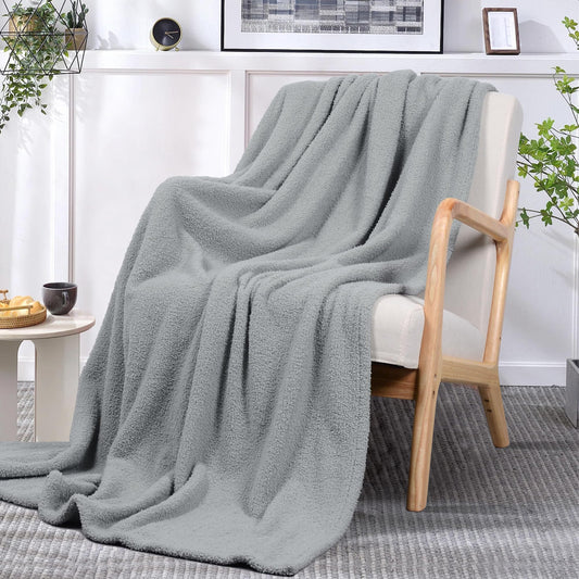Light Grey Throw Blanket Plush Fleece Blanket Soft Fuzzy Fluffy Blanket for Bed Couch Sofa 50x70 Inches