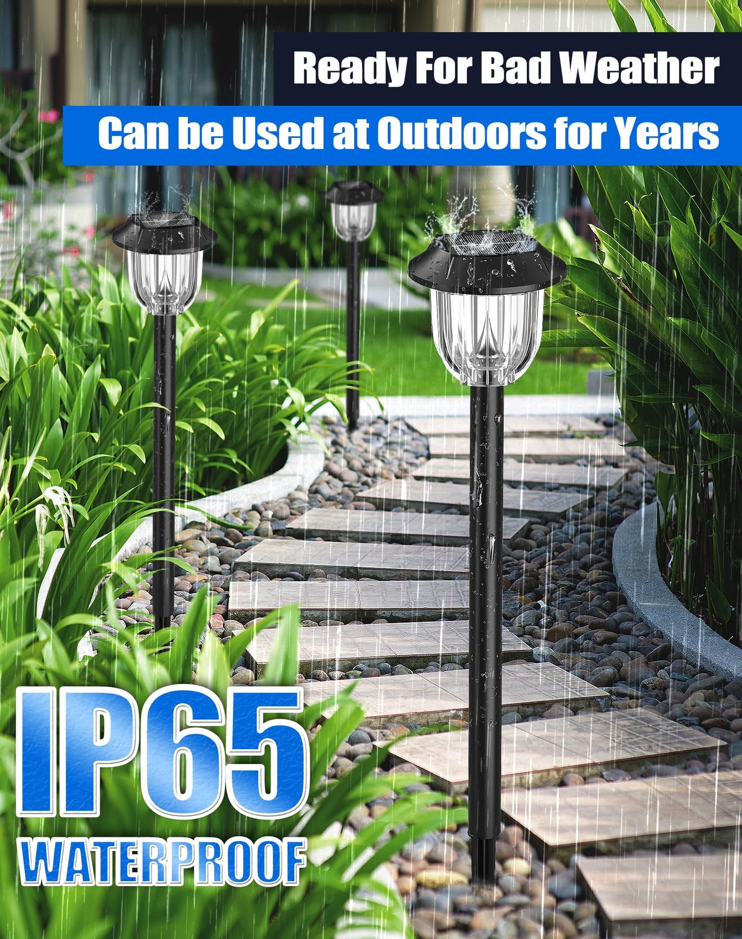 WIHTU 8 Pack Solar Lights for Outside Ground Bright Garden Lights Outdoor Waterproof for Pathway Solar Powered Landscape Lights for Yard Decor LED Lighting for Walkways Driveway Sidewalk Patio Lawn