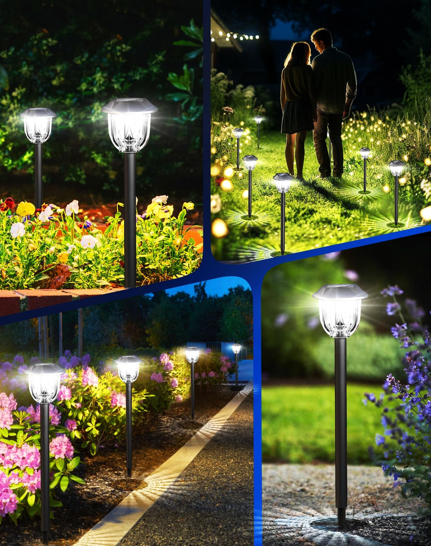 WIHTU 8 Pack Solar Lights for Outside Ground Bright Garden Lights Outdoor Waterproof for Pathway Solar Powered Landscape Lights for Yard Decor LED Lighting for Walkways Driveway Sidewalk Patio Lawn