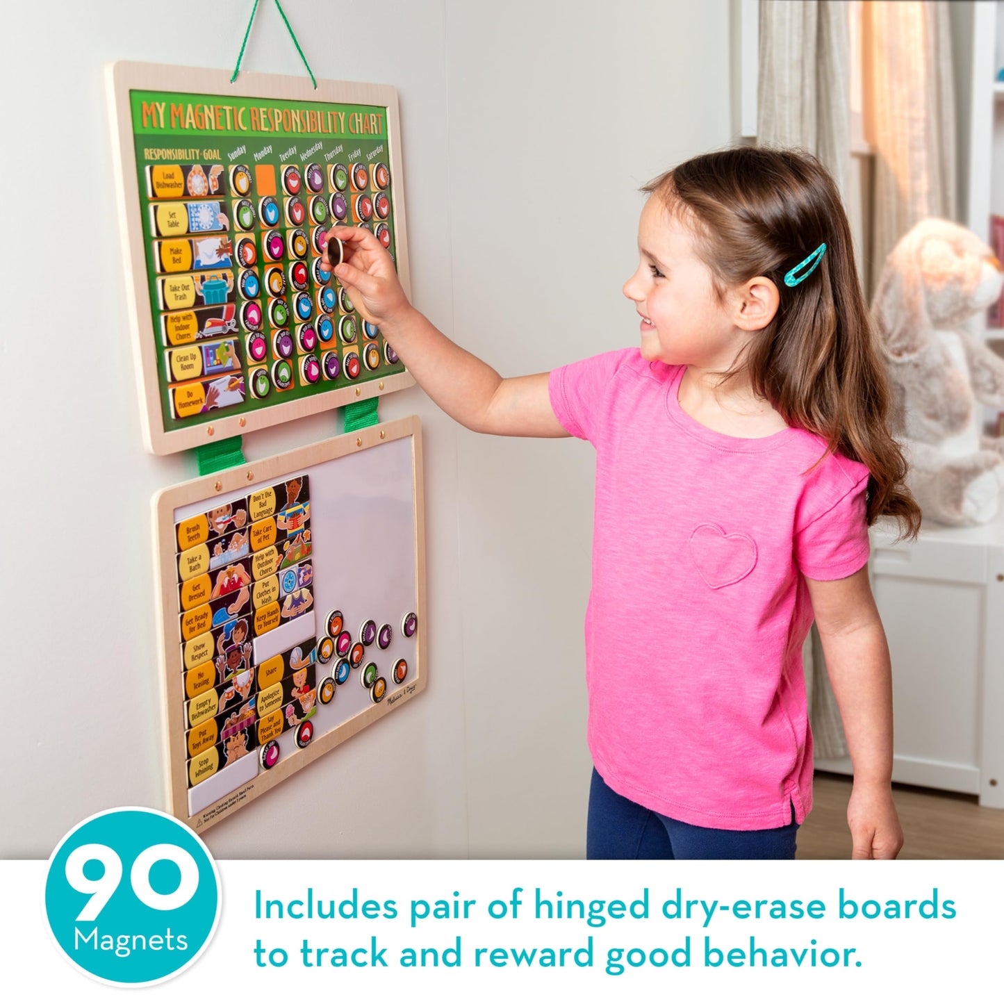 Melissa & Doug Deluxe Wooden Magnetic Responsibility Chart With 90 Magnets