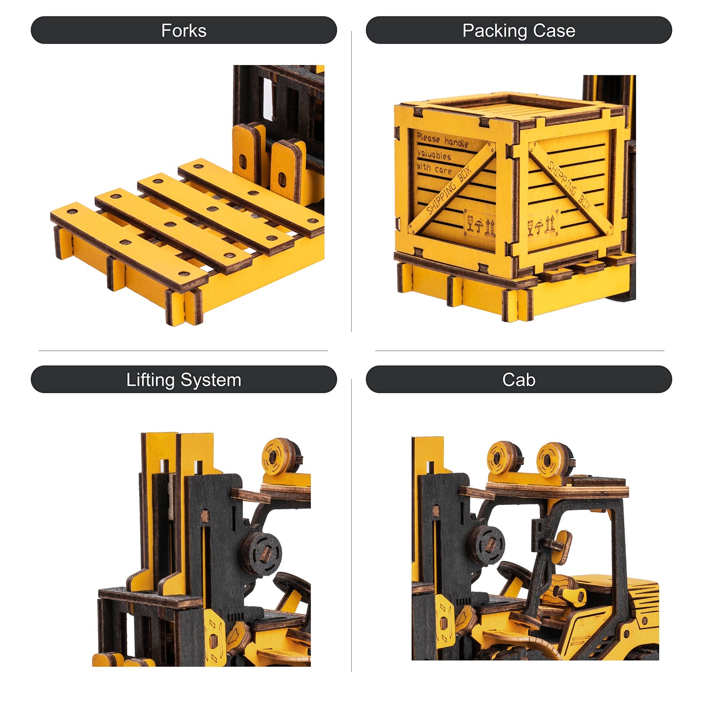 Rowood 3D Puzzles for Adults, DIY Wooden Model Kit for Adults to Build, STEM Engineering Vehicle Model as Birthday Forklift