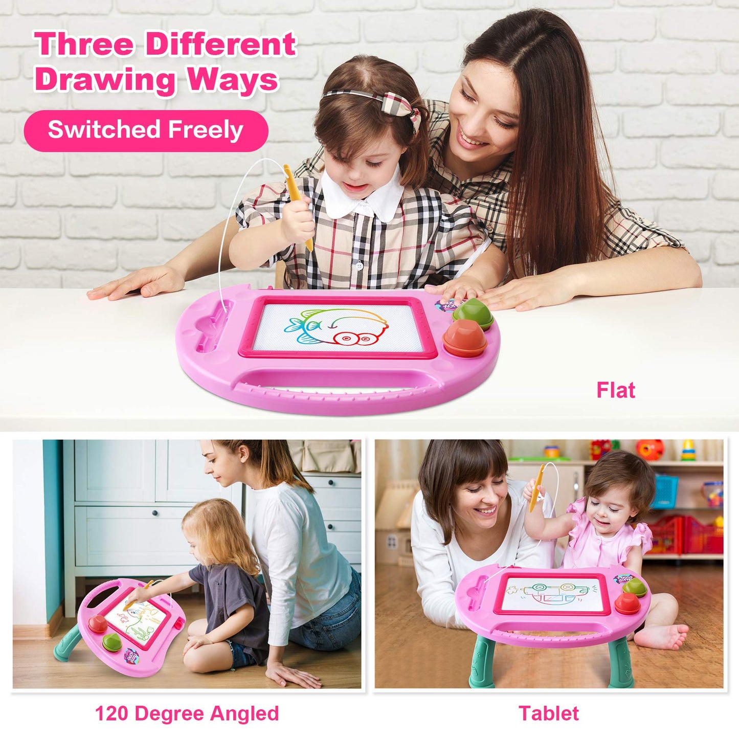 Toys for 1-2 Year Old Girls,Magnetic Drawing Board,Toddler Toys for Girls Age 2 3,Erasable Doodle Board for Kids,Learning Toys for Toddler 1 2 3,Gifts for 2 Year old Girls Christmas Birthday Easter