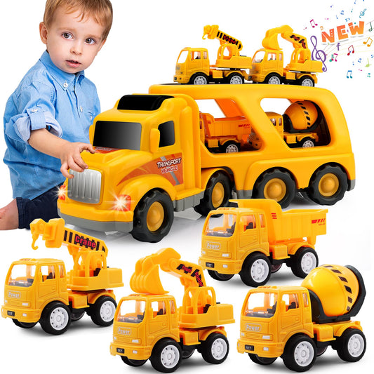 Nicmore Kids Toys Car for Boys: Toy Trucks for 2 3 4 5 6 Year Old Boys Girls | Toddler Toys 5 in 1 Carrier Vehicle Construction Toys for Kids Age 2-3 2-4 3-5 | Birthday Party Boy Gifts for Kids