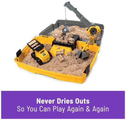 Kinetic Sand, Construction Site Folding Sandbox with Toy Truck and 2lbs of Play Sand, Sensory Toys, for Kids Ages 3 and up