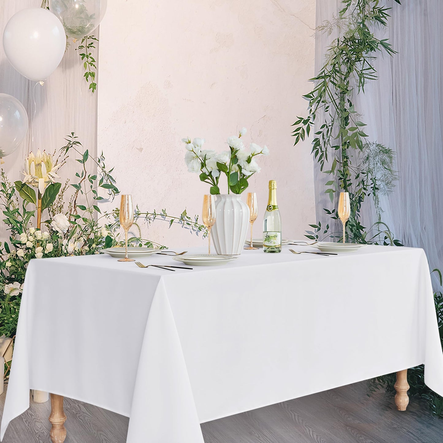 UPDATE: DEAD! Fitable White Tablecloths for Rectangle Tables, 6 Pack - 70 x 120 Inches - Reusable and Washable Table Clothes for 6-8 Ft Tables, Polyester Fabric Table Covers for Wedding, Party, Banquet