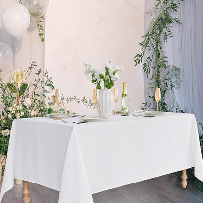 UPDATE: DEAD! Fitable White Tablecloths for Rectangle Tables, 6 Pack - 70 x 120 Inches - Reusable and Washable Table Clothes for 6-8 Ft Tables, Polyester Fabric Table Covers for Wedding, Party, Banquet