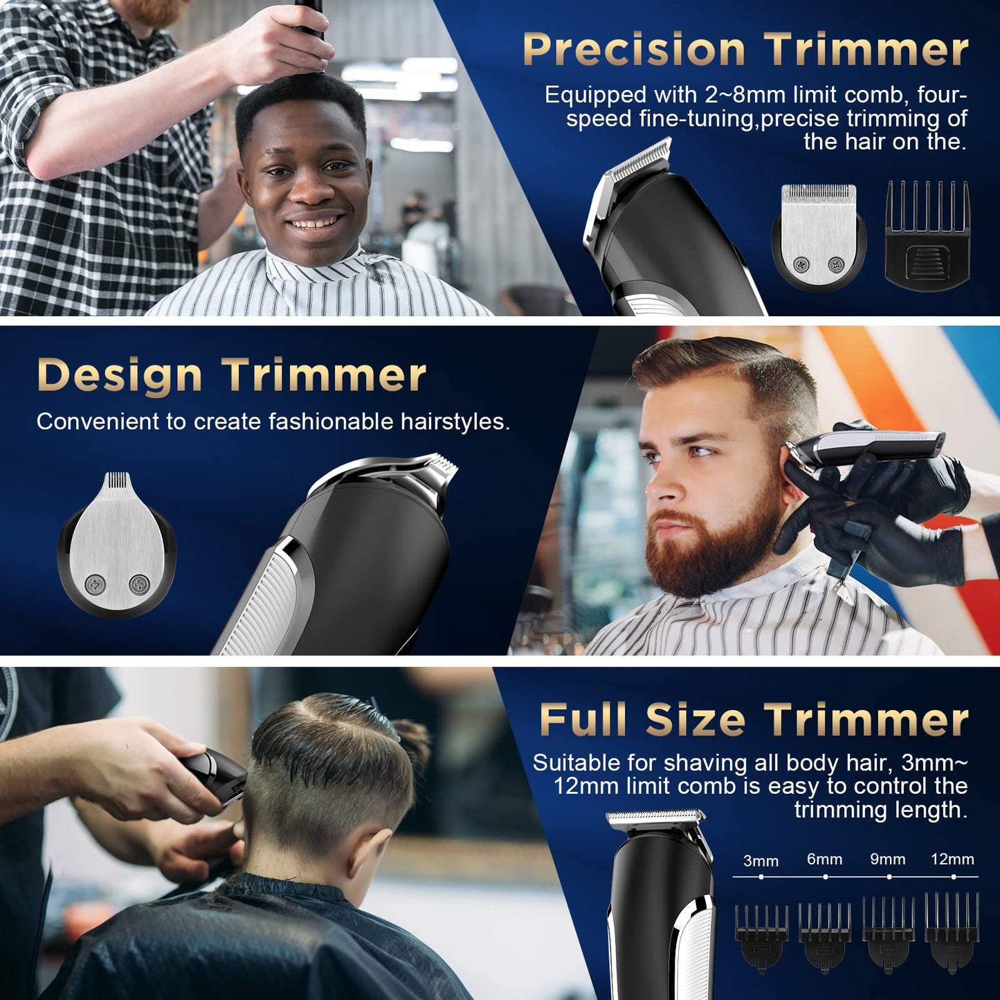 Lopeie Beard Trimmer for Men, All in One Mens Beard Grooming Kit, IPX7 Washable Hair Clippers for Beard, Face, Nose Hair Trimmer Body Shavers, Hair Clippers Electric Razor for Men Gifts