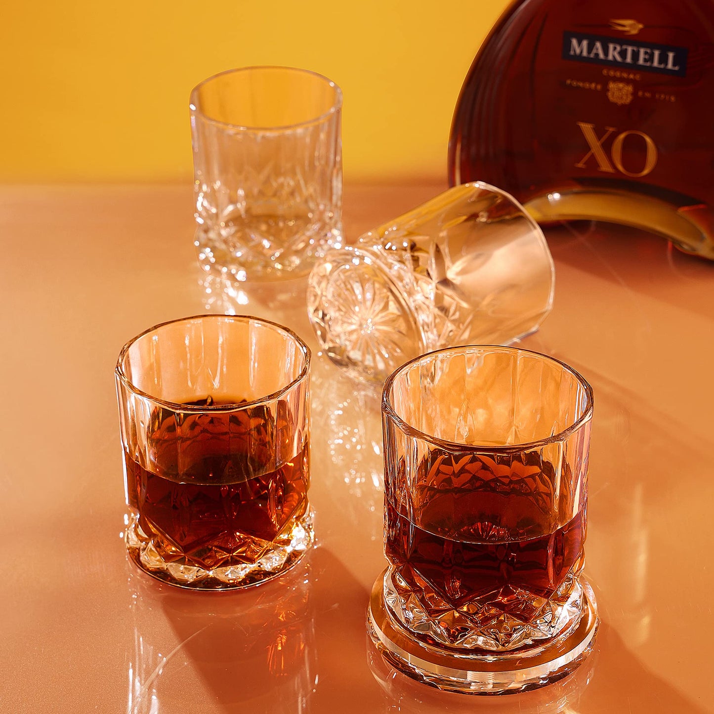 JOWLOT Whiskey Glasses Set of 4, 10 Oz Crystal Old Fashioned Whiskey Glass with Luxury Gift Box for Men Women for Drinking Bourbon Scotch Cocktail at Home Bar