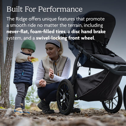 UPPAbaby Ridge Jogging Stroller/Durable Performance Jogger with Never-Flat Tires/Built for Walking, Running, Hiking/Water Bottle Holder and Basket Cover Included/Reggie (Slate/Carbon Frame)