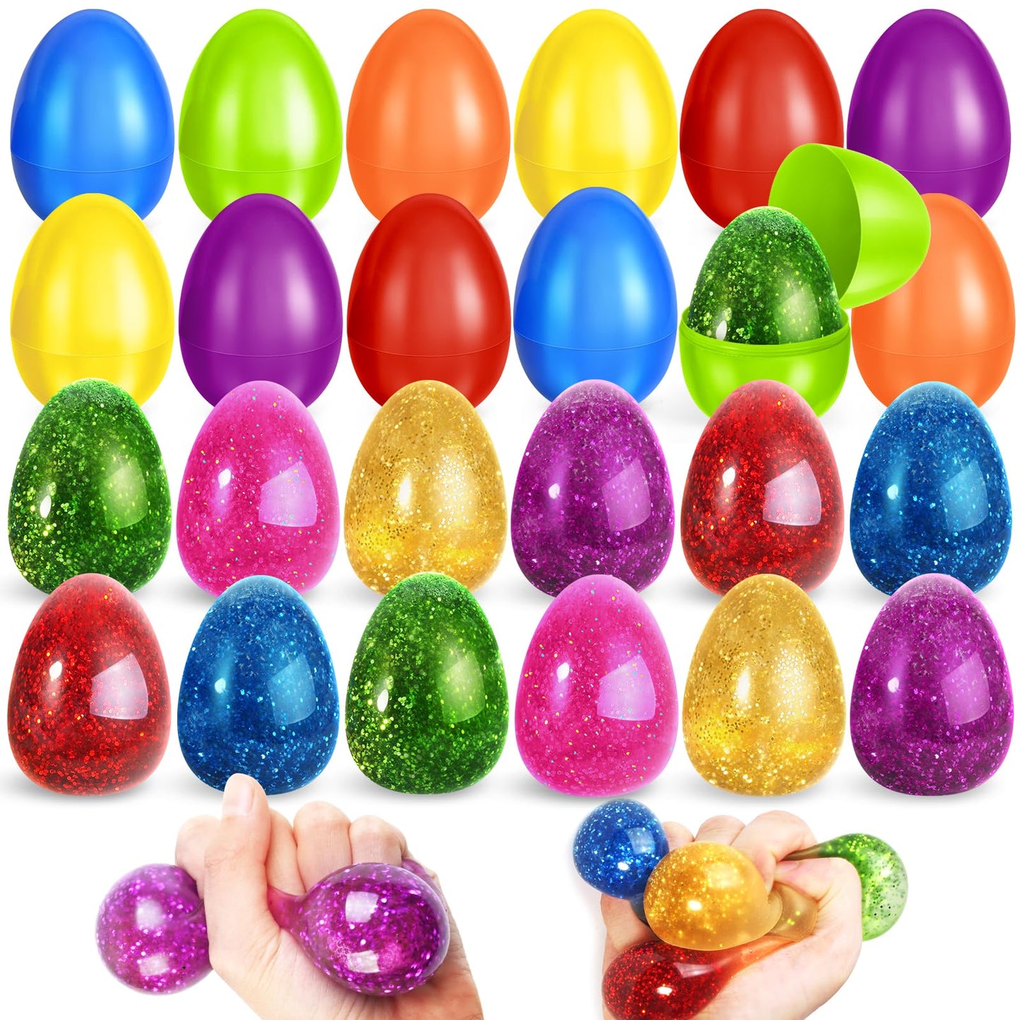SpringFlower 12 Pack Prefilled Easter Eggs With Squeeze Toys, Easter Basket Stuffers for Kids Toddlers, Stress Relief Toys For Easter Party Favors, Easter Gifts For Kids, Filled Easter Egg For Kids