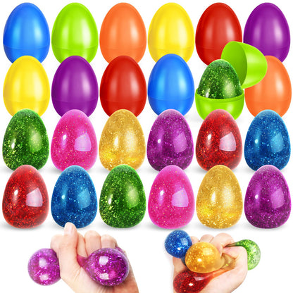 SpringFlower 12 Pack Prefilled Easter Eggs With Squeeze Toys, Easter Basket Stuffers for Kids Toddlers, Stress Relief Toys For Easter Party Favors, Easter Gifts For Kids, Filled Easter Egg For Kids