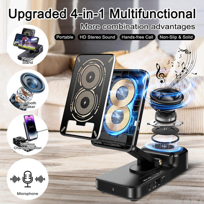 MepvabKY Bluetooth Speaker with Wireless Charging & Phone Stand,HD Surround Sound Perfect for Home and Outdoors,Cool Tech Kitchen Gadgets,Gift for Men,Women,Speaker for iPhone/Samsung/iPad