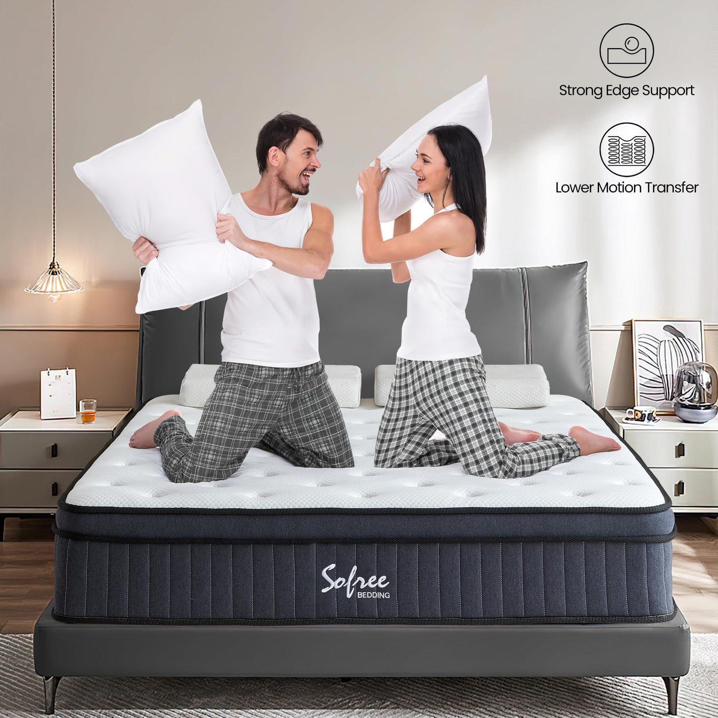 sofree bedding Full Size Mattress, 12 Inch Memory Foam Hybrid Mattress, Full Mattress in a Box for Motion Isolation, Strong Edge Support, Pressure Relief, Medium Firm, CertiPUR-US