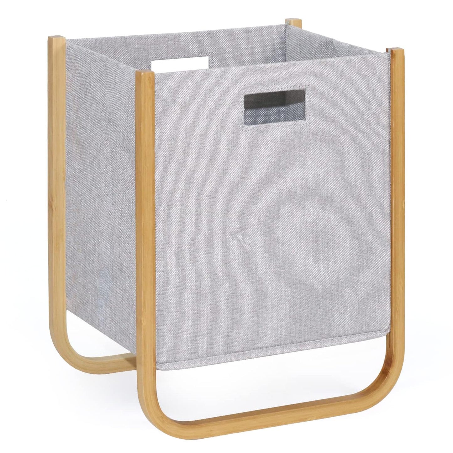 EZDeco Laundry Basket with Bamboo,30L Thickened Foldable Hampers for Laundry,Small Laundry Hamper Organization and Storage for RV,Children's Clothes and Toys,Bathroom,Bedroom,Dorm,Room,Sturdy