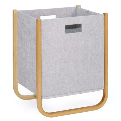 EZDeco Laundry Basket with Bamboo,30L Thickened Foldable Hampers for Laundry,Small Laundry Hamper Organization and Storage for RV,Children's Clothes and Toys,Bathroom,Bedroom,Dorm,Room,Sturdy