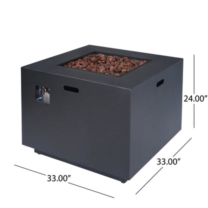 Christopher Knight Home Wellington Outdoor Iron 33" Square Fire Pit - 50,000 BTU, Dark Grey