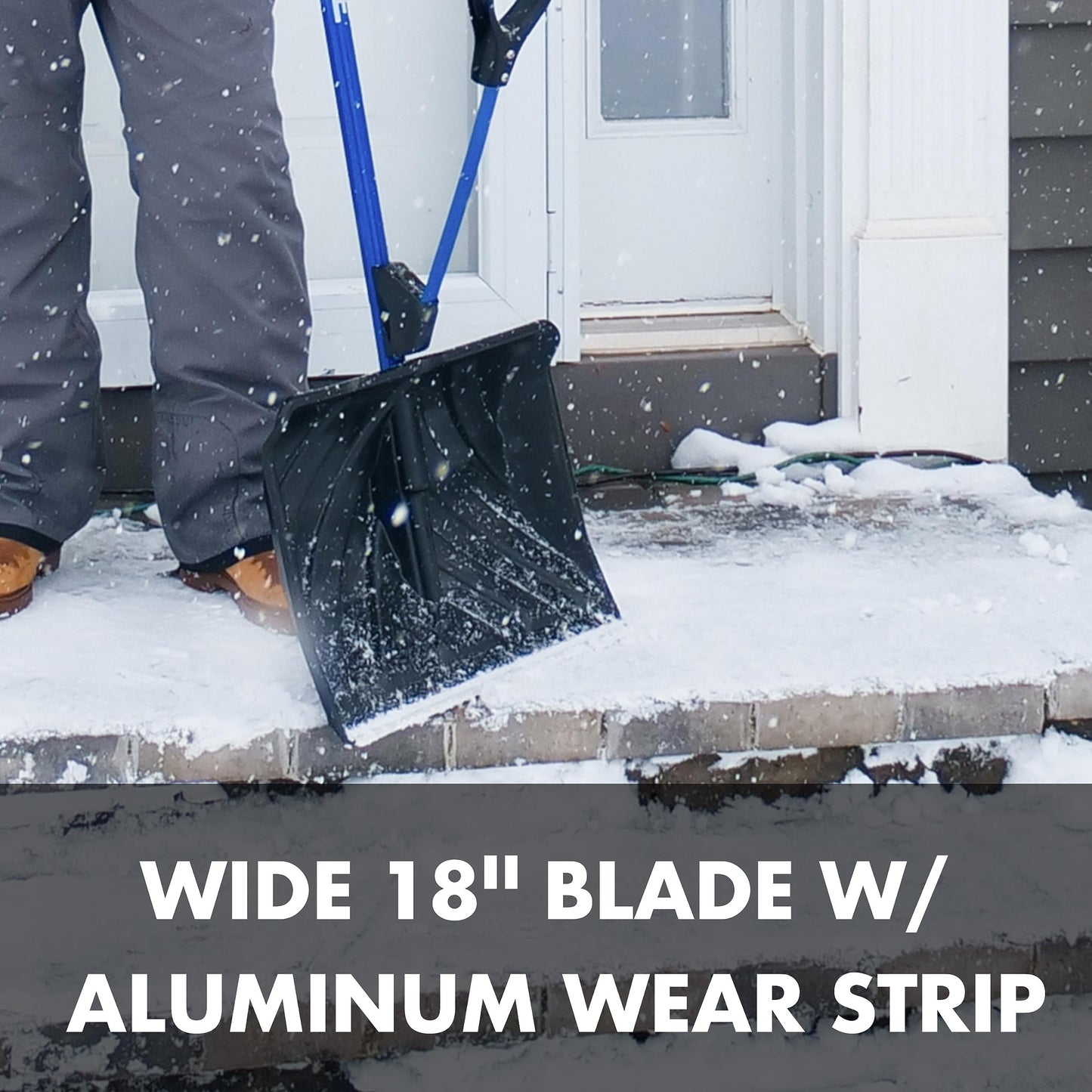 Snow Joe Shovelution SJ-SHLV01 18-in Strain-Reducing Snow Shovel w/ Spring Assisted Handle, Blue