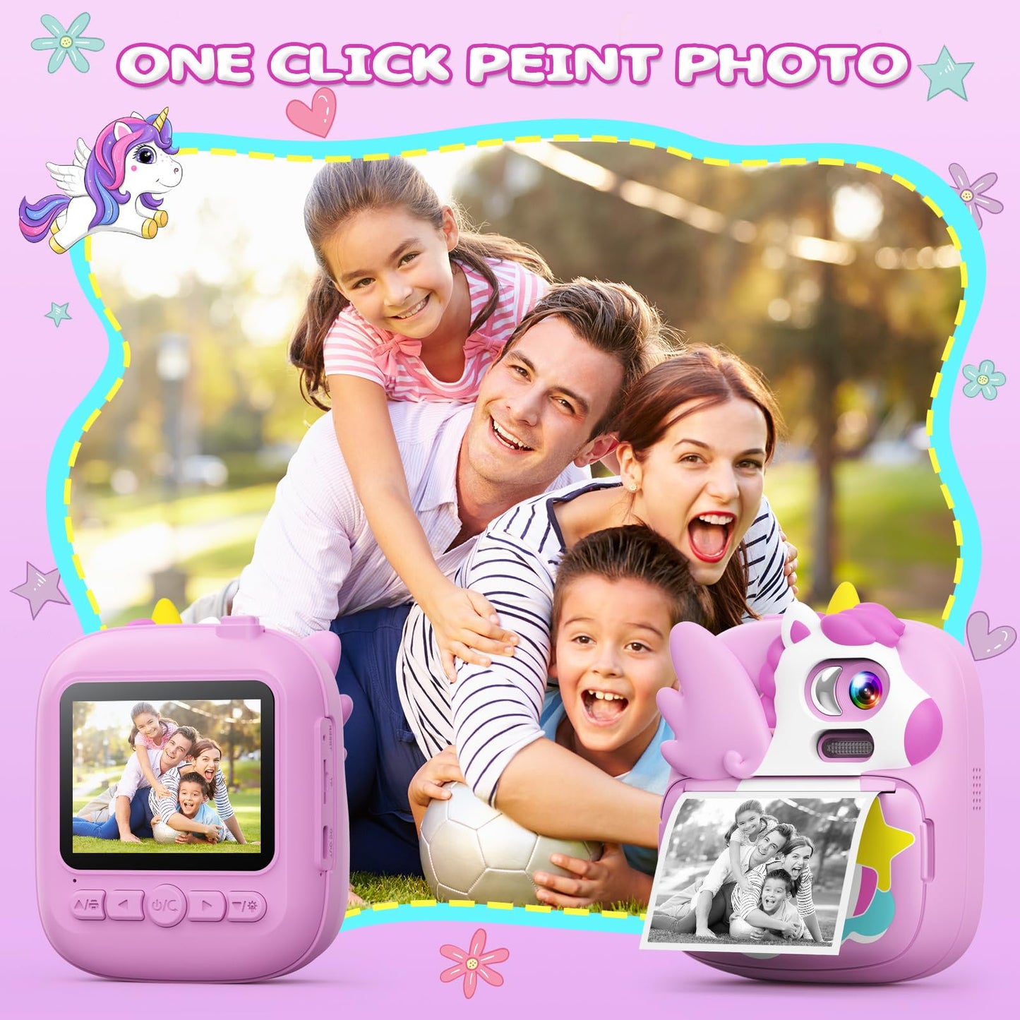 CAMCLID Kids Camera Instant Print, 12MP & 1080P Instant Camera for Kids with 32G SD Card & Print Paper, Selfie Digital Video Camera for Toddler,Christmas Birthday Gifts for Girls Boy Age 3-12 (Purple)