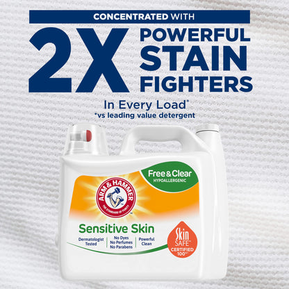 Arm & Hammer Sensitive Skin Free & Clear, 140 Loads Liquid Laundry Detergent, 140 Fl oz
