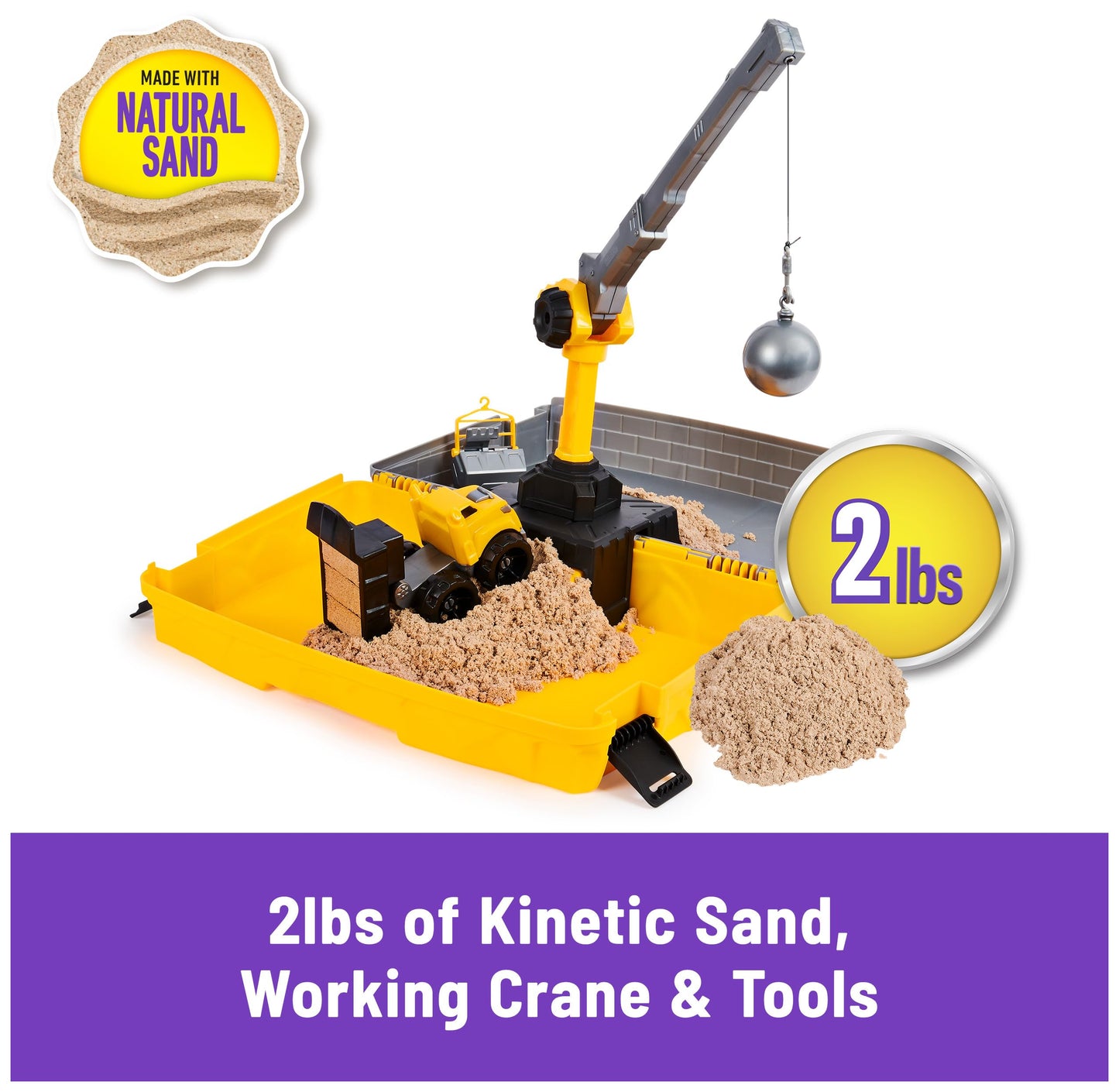 Kinetic Sand, Construction Site Folding Sandbox with Toy Truck and 2lbs of Play Sand, Sensory Toys, for Kids Ages 3 and up